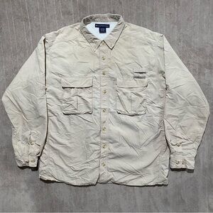 Exofficio Button Down Shirt Men’s XL Beige Vented Hunting Fishing Outdoors